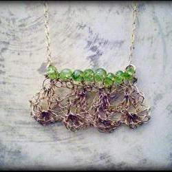  SALE 30% OFF - Crochet gold and peridot necklace - Georgia