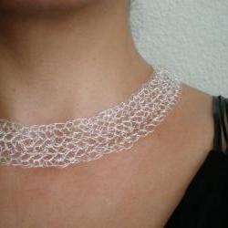 SALE 30% OFF - Statement crochet sterling silver necklace - Intertwining